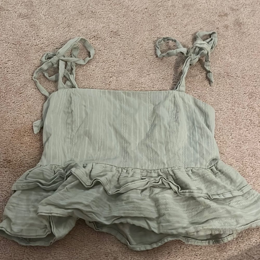 Cute ruffled tank with tie shoulders
